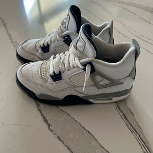 Jordan 4 White and Dark Blue Sneakers